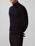 CK U COL Maglione lana mezza zip blu