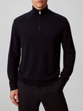 CK U COL Maglione lana mezza zip blu