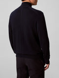 CK U COL Maglione lana mezza zip blu