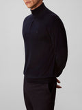 CK U COL Maglione lana mezza zip blu