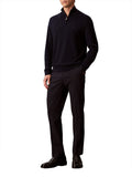 CK U COL Maglione lana mezza zip blu