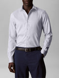 CK U PRE Camicia slim fit stretch in cotone operato no stiro celeste