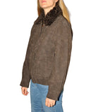 CLERY+R FRLL Bomber in ecosuede con collo di pelliccia CAFFE
