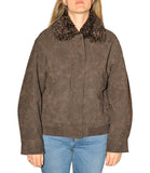 CLERY+R FRLL Bomber in ecosuede con collo di pelliccia CAFFE