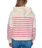 CLERY+R JNG-LF Felpa con cappuccio a righe AMOUR fucsia