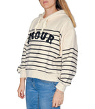 CLERY+R JNG-LF Felpa con cappuccio a righe AMOUR nero