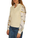 CLERY+R MT Gilet a trecce bianco