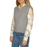 CLERY+R MT Gilet a trecce grigio