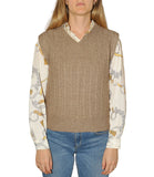 CLERY+R MT Gilet a trecce scollo a v tortora