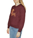 CLERY+R MT Maglioncino girocollo con bassotto BURGUNDI