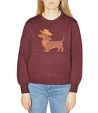 CLERY+R MT Maglioncino girocollo con bassotto BURGUNDI