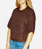 CLERY+R NTRFSHN Pullover con lurex mezza manica MARRONE SCURO
