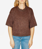 CLERY+R NTRFSHN Pullover con lurex mezza manica MARRONE SCURO