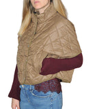 CLERY+R NTRFSHN Piumino trapuntato rombi a maniche corte beige