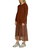CLERY+R NTRFSHN Abito lungo in tulle e pullover irregolare cammello