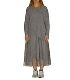CLERY+R NTRFSHN Abito lungo in tulle e pullover irregolare grigio