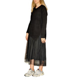 CLERY+R NTRFSHN Abito lungo in tulle e pullover irregolare nero