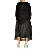 CLERY+R NTRFSHN Abito lungo in tulle e pullover irregolare nero