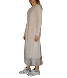 CLERY+R NTRFSHN Abito lungo in tulle e pullover irregolare panna