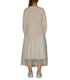 CLERY+R NTRFSHN Abito lungo in tulle e pullover irregolare panna