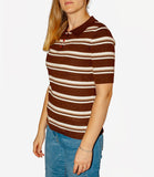 CLERY+R NTRFSHN Polo mezza manica a righe in maglia CAFFE