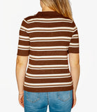 CLERY+R NTRFSHN Polo mezza manica a righe in maglia CAFFE