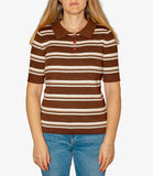CLERY+R NTRFSHN Polo mezza manica a righe in maglia CAFFE