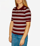 CLERY+R NTRFSHN Polo mezza manica a righe in maglia MELANZANA