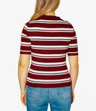 CLERY+R NTRFSHN Polo mezza manica a righe in maglia MELANZANA