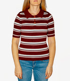 CLERY+R NTRFSHN Polo mezza manica a righe in maglia MELANZANA