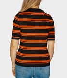 CLERY+R NTRFSHN Polo mezza manica a righe in maglia nero
