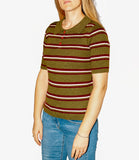 CLERY+R NTRFSHN Polo mezza manica a righe in maglia verde