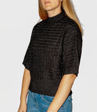 CLERY+R NTRFSHN Maglioncino intrecciato in lurex maniche corte nero