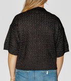 CLERY+R NTRFSHN Maglioncino intrecciato in lurex maniche corte nero