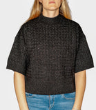 CLERY+R NTRFSHN Maglioncino intrecciato in lurex maniche corte nero