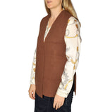 CLERY+R NTRFSHN Gilet in maglia aperto bruciato