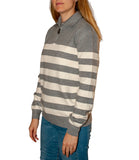CLERY+R STLL-22 Lupetto con mezza zip a righe grigio