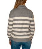 CLERY+R STLL-22 Lupetto con mezza zip a righe grigio