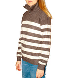 CLERY+R STLL-22 Lupetto con mezza zip a righe MORO