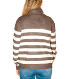CLERY+R STLL-22 Lupetto con mezza zip a righe MORO