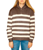 CLERY+R STLL-22 Lupetto con mezza zip a righe MORO