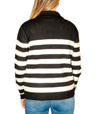 CLERY+R STLL-22 Lupetto con mezza zip a righe nero