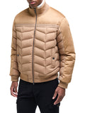 COLMAR OR. U Bomber in piuma con dettagli in suede cammello