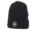 COLMAR OR. U Cappello zuccotto a costine con risvolto e patch logo nero