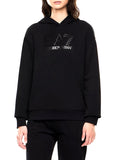 EA7 D Felpa con cappuccio logo paillettes nero