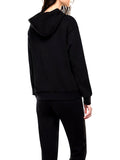 EA7 D Felpa con cappuccio logo paillettes nero