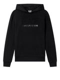 EA7 D Felpa con cappuccio logo paillettes nero