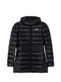 EA7 D Piumino mezza lunghezza con cappuccio nero