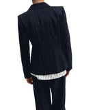 EMMEMARELLA1 Giacca gessata lurex Baffo1 NAVY