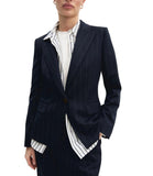 EMMEMARELLA1 Giacca gessata lurex Baffo1 NAVY